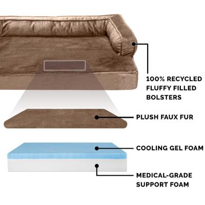Show full view: FurHaven Plush & Velvet Cooling Gel Comfy Couch Dog & Cat Bed, Almondine, Large slide 6 of 10