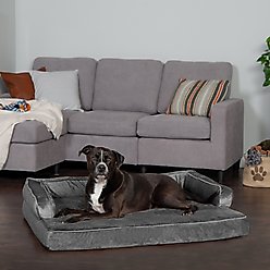 FurHaven Plush & Velvet Cooling Gel Comfy Couch Dog & Cat Bed, Dark Gray, Jumbo