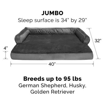 Show full view: FurHaven Plush & Velvet Cooling Gel Comfy Couch Dog & Cat Bed, Dark Gray, Jumbo slide 5 of 10