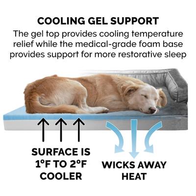 Show full view: FurHaven Plush & Velvet Cooling Gel Comfy Couch Dog & Cat Bed, Dark Gray, Jumbo slide 7 of 10