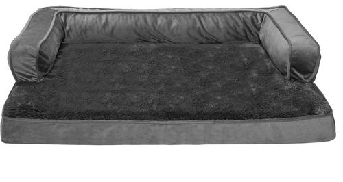 Show full view: FurHaven Plush & Velvet Cooling Gel Comfy Couch Dog & Cat Bed, Dark Gray, Large slide 4 of 11