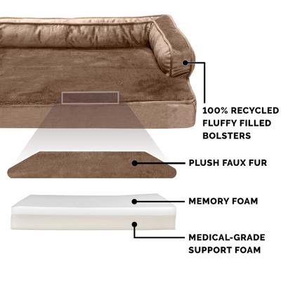 Show full view: FurHaven Plush & Velvet Memory Foam Comfy Couch Dog & Cat Bed, Almondine, Large slide 6 of 10