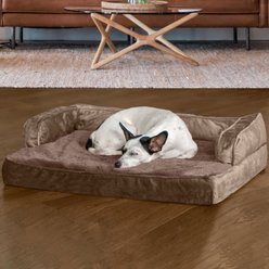 FurHaven Plush & Velvet Memory Foam Comfy Couch Dog & Cat Bed, Almondine, Medium