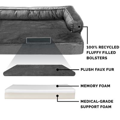 Show full view: FurHaven Plush & Velvet Memory Foam Comfy Couch Dog & Cat Bed, Dark Gray, Jumbo slide 6 of 10