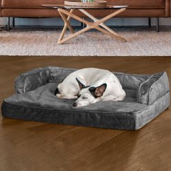 FurHaven Plush & Velvet Memory Foam Comfy Couch Dog & Cat Bed, Dark Gray, Medium