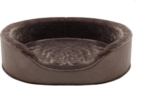 Show full view: FurHaven Plush & Velvet Orthopedic Bolster Cat & Dog Bed with Removable Cover, Driftwood Brown, Large slide 3 of 9