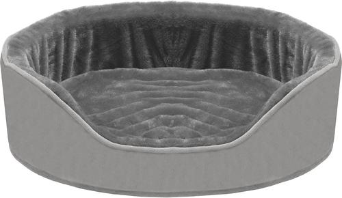 Show full view: FurHaven Plush & Velvet Orthopedic Bolster Cat & Dog Bed with Removable Cover, Smoke Gray, Medium slide 3 of 9