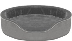 FurHaven Plush & Velvet Orthopedic Bolster Cat & Dog Bed with Removable Cover, Smoke Gray, X-Large