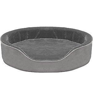 FurHaven Plush & Velvet Orthopedic Bolster Cat & Dog Bed with Removable Cover, Smoke Gray, X-Large