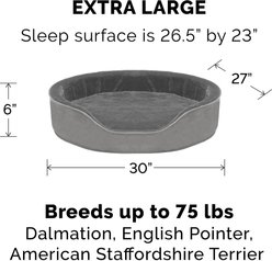 FurHaven Plush & Velvet Orthopedic Bolster Cat & Dog Bed with Removable Cover, Smoke Gray, X-Large slide 2 of 6