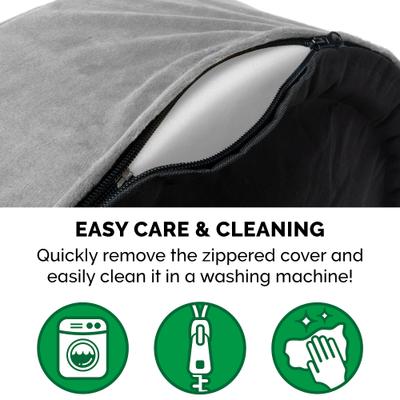 Show full view: FurHaven Plush & Velvet Orthopedic Bolster Cat & Dog Bed with Removable Cover, Smoke Gray, X-Large slide 5 of 7