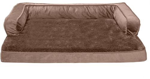Show full view: FurHaven Plush & Velvet Orthopedic Comfy Couch Dog & Cat Bed, Almondine, Large slide 4 of 10