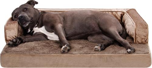 Show full view: FurHaven Plush & Velvet Orthopedic Comfy Couch Dog & Cat Bed, Almondine, Large slide 5 of 10