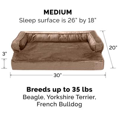 Show full view: FurHaven Plush & Velvet Orthopedic Comfy Couch Dog & Cat Bed, Almondine, Medium slide 5 of 10