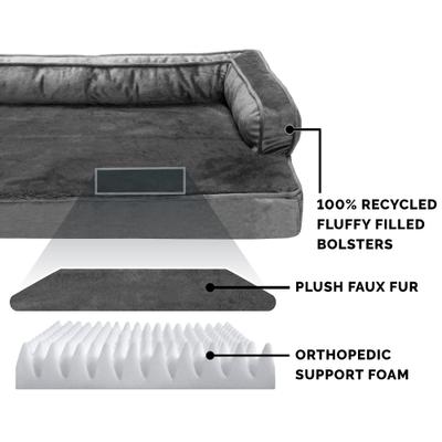Show full view: FurHaven Plush & Velvet Orthopedic Comfy Couch Dog & Cat Bed, Dark Gray, Jumbo slide 6 of 10