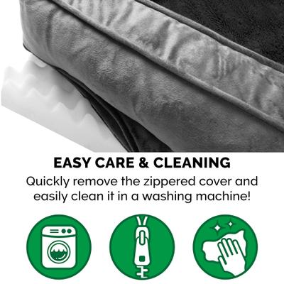 Show full view: FurHaven Plush & Velvet Orthopedic Comfy Couch Dog & Cat Bed, Dark Gray, Jumbo slide 8 of 10