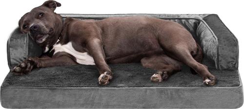Show full view: FurHaven Plush & Velvet Orthopedic Comfy Couch Dog & Cat Bed, Dark Gray, Large slide 5 of 10