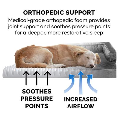 Show full view: FurHaven Plush & Velvet Orthopedic Comfy Couch Dog & Cat Bed, Dark Gray, Large slide 7 of 10