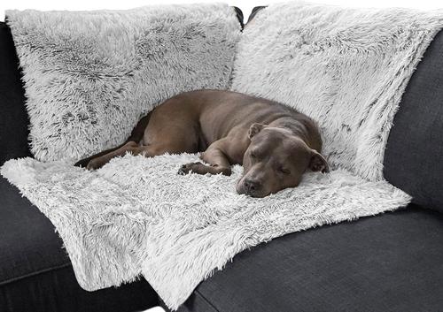 Show full view: FurHaven Polyester Furniture Luxury Snuggle Spot Furniture Protector, Mist Gray slide 5 of 11