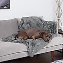 FurHaven Polyester Long Fur & Velvet Dog Blanket, Gray, Large 