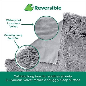 FurHaven Polyester Long Fur & Velvet Dog Blanket, Gray, Large 