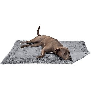 FurHaven Polyester Long Fur & Velvet Dog Blanket, Gray, Large 