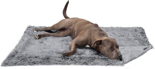 Show full view: FurHaven Polyester Long Fur & Velvet Dog Blanket, Gray, Large  slide 2 of 10
