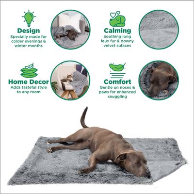 Show full view: FurHaven Polyester Long Fur & Velvet Dog Blanket, Gray, Large  slide 5 of 10