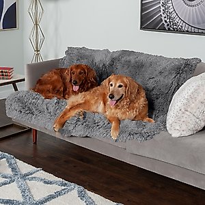 FurHaven Polyester Long Fur & Velvet Dog Blanket, Gray, X-Large