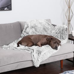 FurHaven Polyester Long Fur & Velvet Dog Blanket, Mist Gray, Large