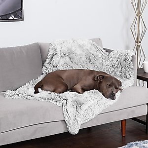 FurHaven Polyester Long Fur & Velvet Dog Blanket, Mist Gray, Large 