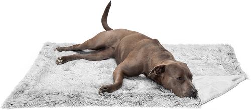 Show full view: FurHaven Polyester Long Fur & Velvet Dog Blanket, Mist Gray, Large  slide 2 of 10