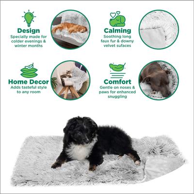 Show full view: FurHaven Polyester Long Fur & Velvet Dog Blanket, Mist Gray, Medium slide 6 of 11