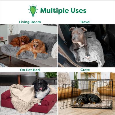 Show full view: FurHaven Polyester Long Fur & Velvet Dog Blanket, Taupe, Large  slide 6 of 10