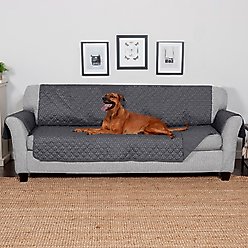 FurHaven Polyester Polka Paw Print Reversible Furniture Protector, Gray, Large