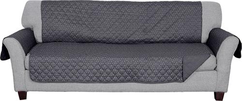 Show full view: FurHaven Polyester Polka Paw Print Reversible Furniture Protector, Gray, Large slide 3 of 9