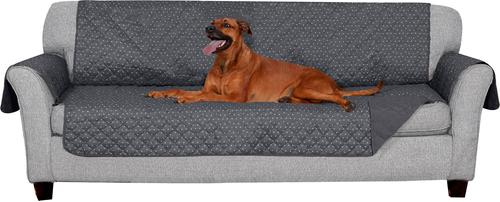 Show full view: FurHaven Polyester Polka Paw Print Reversible Furniture Protector, Gray, Large slide 4 of 9