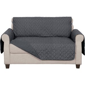 FurHaven Polyester Polka Paw Print Reversible Furniture Protector, Gray, Loveseat
