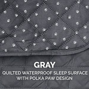 FurHaven Polyester Polka Paw Print Reversible Furniture Protector, Gray, Loveseat