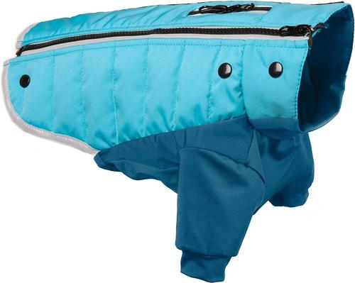 Show full view: FurHaven Pro-Fit Dog Coat, Aquamarine, Small slide 3 of 10