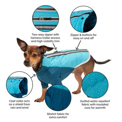 Show full view: FurHaven Pro-Fit Dog Coat, Aquamarine, Small slide 5 of 10