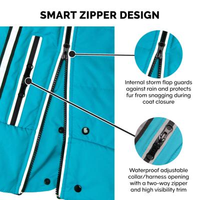 Show full view: FurHaven Pro-Fit Dog Coat, Aquamarine, Small slide 6 of 10