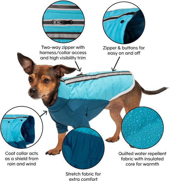 Show full view: FurHaven Pro-Fit Dog Coat, Aquamarine, X-Small slide 5 of 10