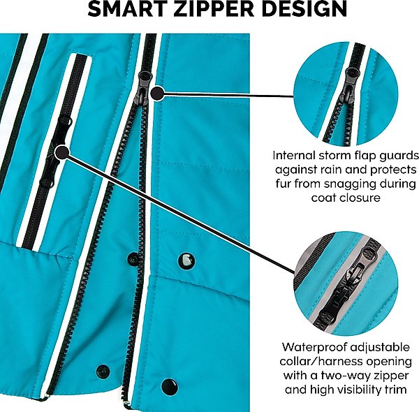 Show full view: FurHaven Pro-Fit Dog Coat, Aquamarine, X-Small slide 6 of 10