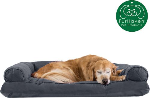 Show full view: FurHaven Quilted Bolster Cat & Dog Bed with Removable Cover, Iron Gray, Jumbo slide 4 of 10