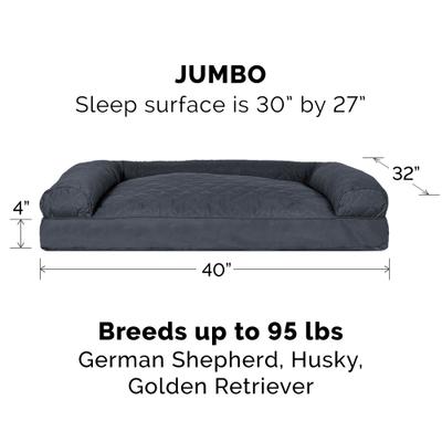 Show full view: FurHaven Quilted Bolster Cat & Dog Bed with Removable Cover, Iron Gray, Jumbo slide 5 of 10