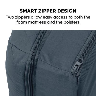 Show full view: FurHaven Quilted Bolster Cat & Dog Bed with Removable Cover, Iron Gray, Jumbo slide 6 of 10