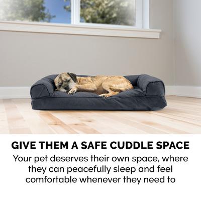 Show full view: FurHaven Quilted Bolster Cat & Dog Bed with Removable Cover, Iron Gray, Jumbo slide 8 of 10