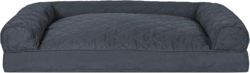 Show full view: FurHaven Quilted Bolster Cat & Dog Bed with Removable Cover, Iron Gray, Large slide 3 of 10