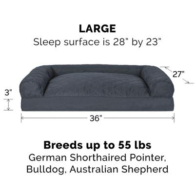 Show full view: FurHaven Quilted Bolster Cat & Dog Bed with Removable Cover, Iron Gray, Large slide 5 of 10